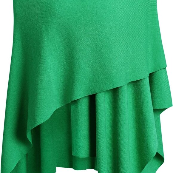 Womens Large Cross Front Poncho Sweater Wrap Topper Knitted Elegant Shawls Cape